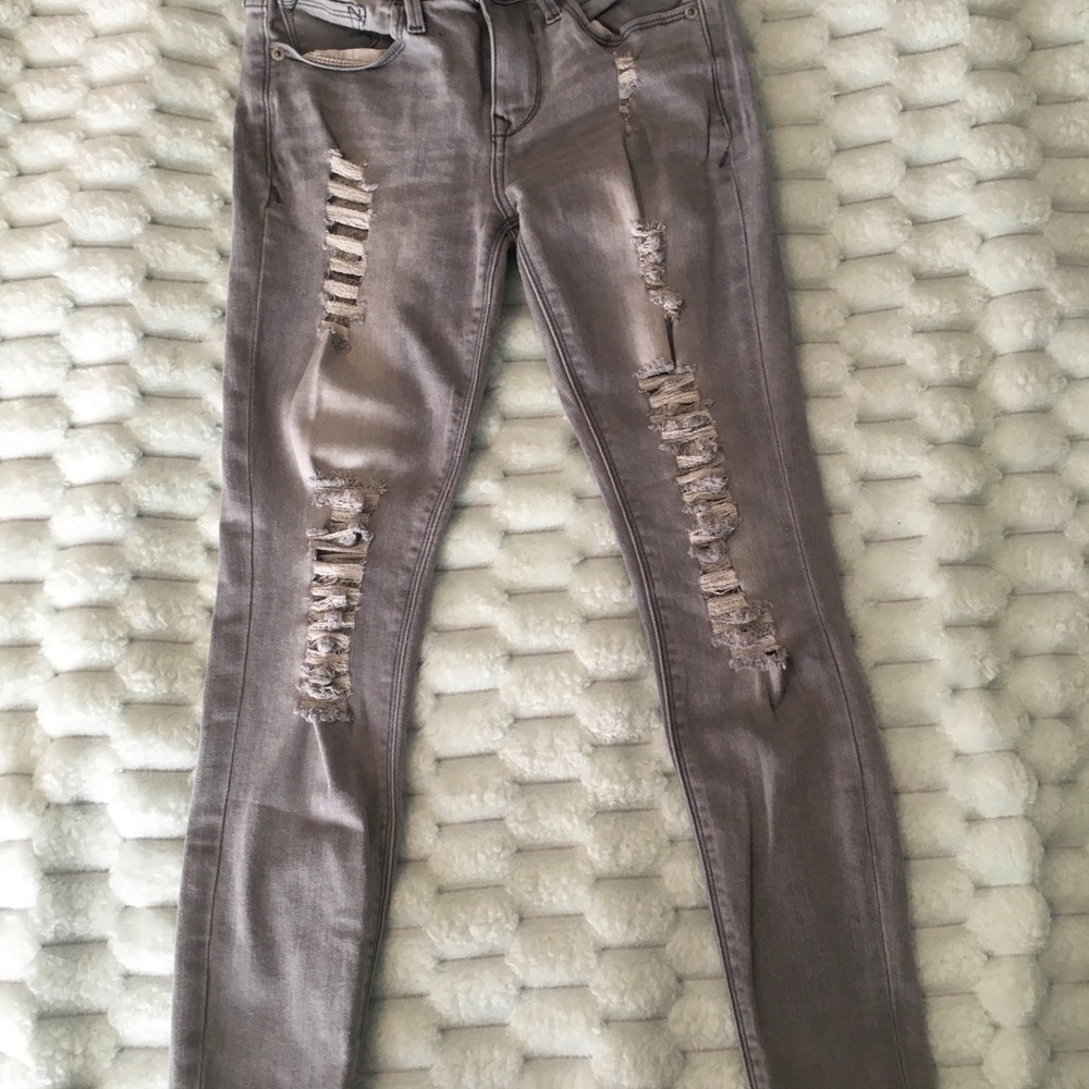 Express Distressed Gray Skinny Jeans